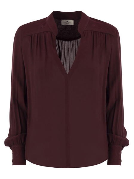 Elisabetta Franchi Georgette Blouse With Striped Pattern