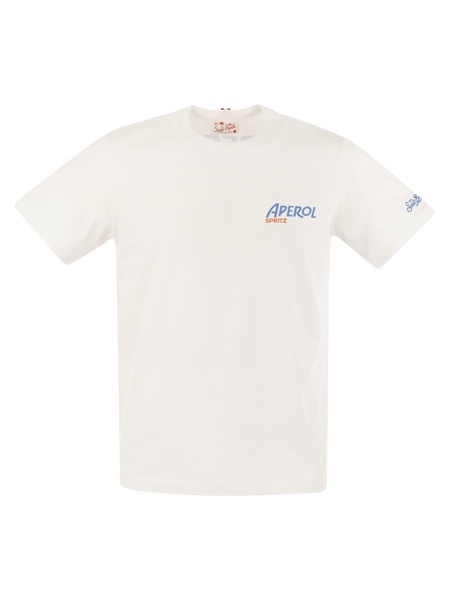 Mc2 Saint Barth T Shirt With Print On Chest And Back Aperol Special Edition