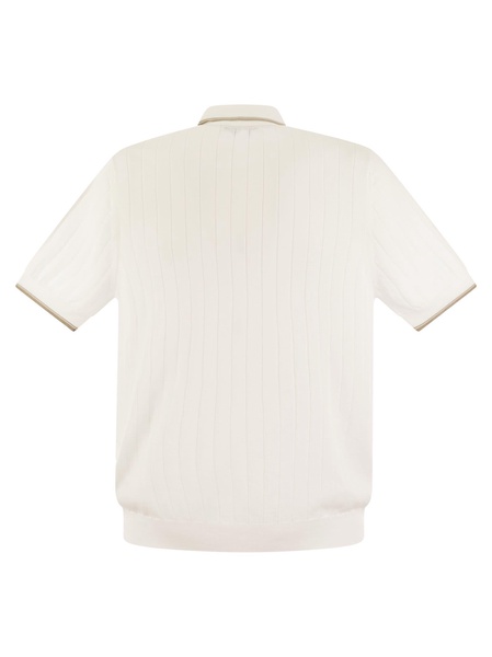 Peserico Polo Shirt In Pure Cotton Crepe Yarn With Flat Rib