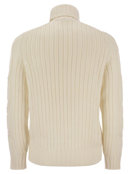 Brunello Cucinelli Braided Cashmere Turtleneck Sweater