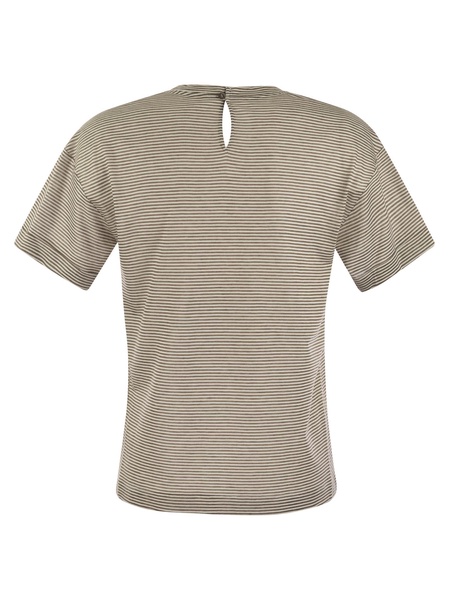 Peserico Lightweight Striped Jersey T Shirt And Punto Luce