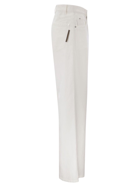 Brunello Cucinelli Relaxed Trousers In Garment Dyed Cotton Linen Cover Up