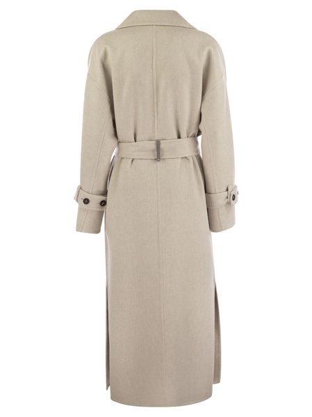 Brunello Cucinelli Cashmere Coat With Jewel Detail