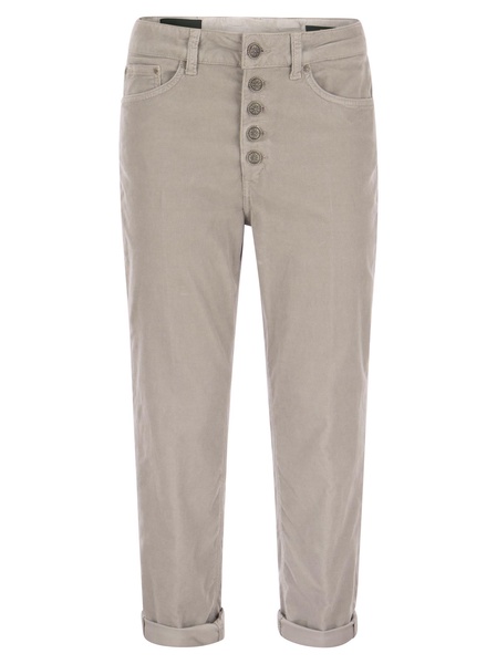 Dondup Koons Multi Striped Velvet Trousers With Jewelled Buttons