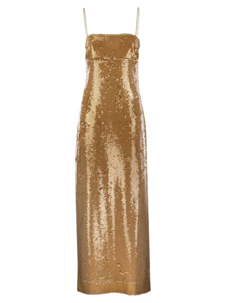 Max Mara Studio Orange Sequined Sheath Dress