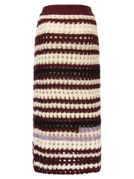 Marni Striped Wool Blend Crochet Skirt