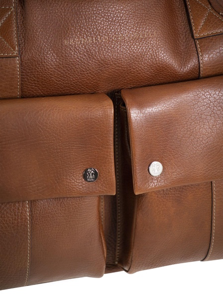 Brunello Cucinelli Leisure Bag In Calfskin With Grain