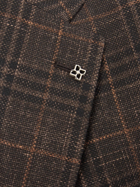 Tagliatore Wool, Silk And Linen Jacket With Tartan Pattern