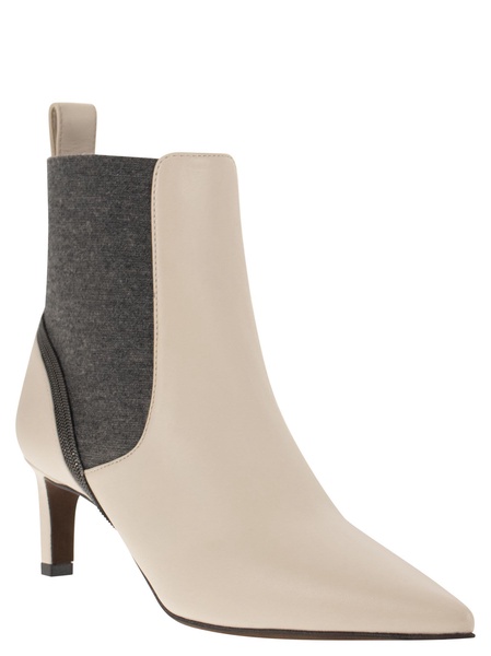 BRUNELLO CUCINELLI Refined and Luxurious Leather Heeled Ankle Boots for Women