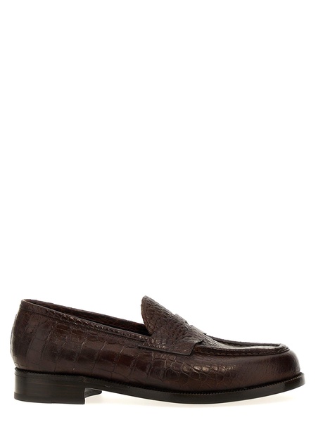 Lidfort Croc Print Leather Loafers