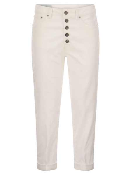 Dondup Koons Multi Striped Velvet Trousers With Jewelled Buttons