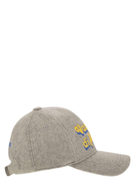 Mc2 Saint Barth Grey Wool Baseball Cap With Christmas Holiday Print