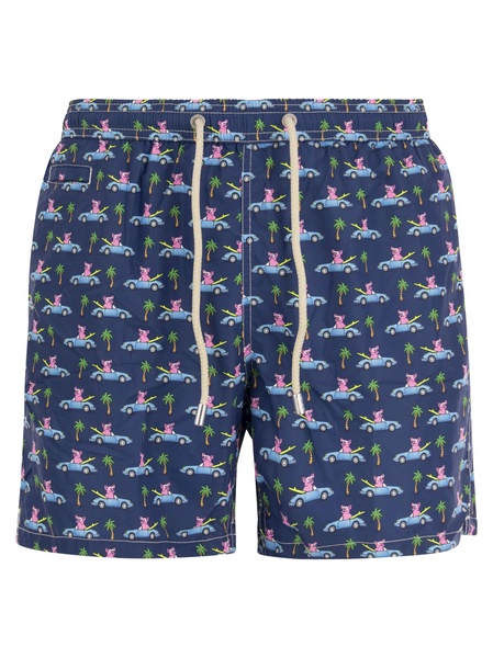 Mc2 Saint Barth Lightweight Fabric Swim Boxer Shorts With Print