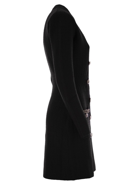 Elisabetta Franchi Coat Dress In Bouclé Wool With Embroidery