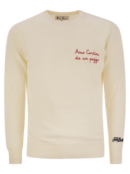 Mc2 Saint Barth Amo Cortina Da Un Pezzo Sweater In Wool And Cashmere Blend