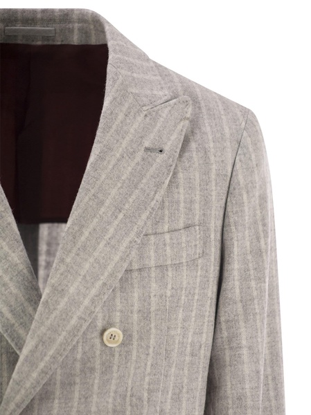 Brunello Cucinelli Pinstripe Suit Of Alpaca And Comfort Wool