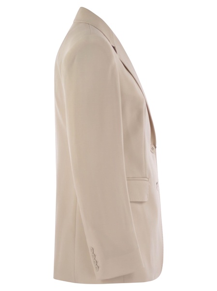 Max Mara Studio Magma Single Breasted Blazer In Wool Satin Crepe