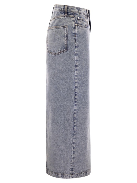 Fabiana Filippi Long Skirt In Marbled Denim