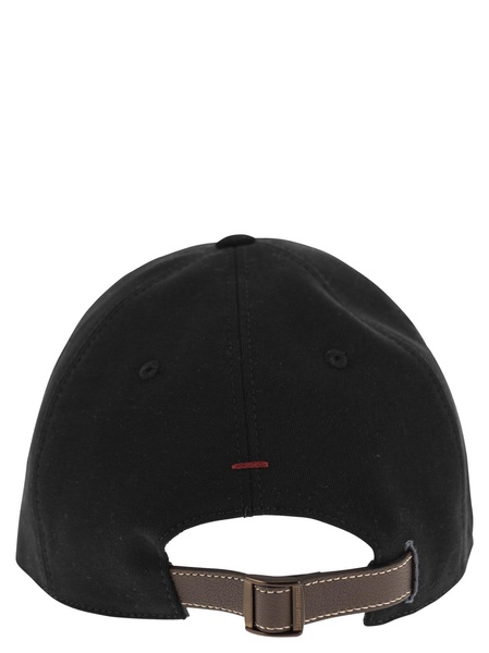 Logo-Embroidered Leather-Trimmed Cotton-Gabardine Baseball Cap