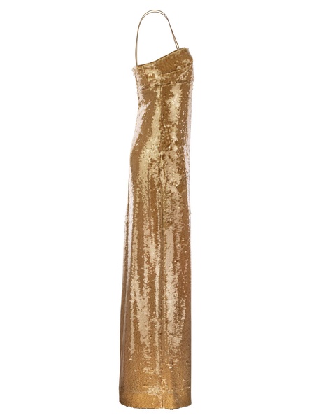 Max Mara Studio Orange Sequined Sheath Dress