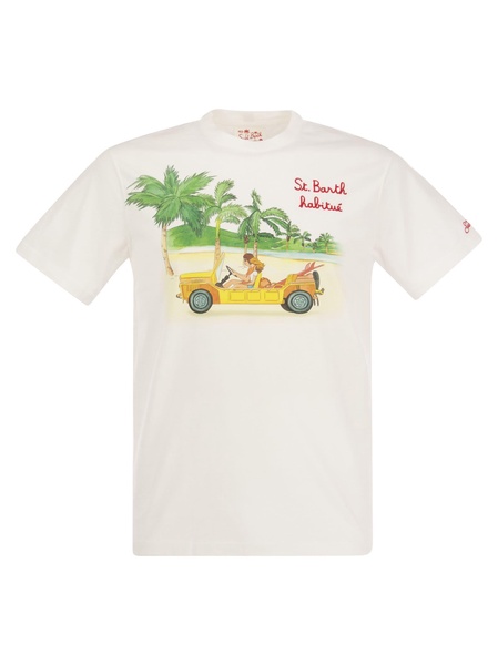 Mc2 Saint Barth Cotton T Shirt With Mok Print