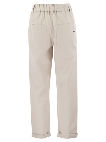 Brunello Cucinelli Baggy Trousers In Stretch Cotton Cover Up With Shiny Bartack