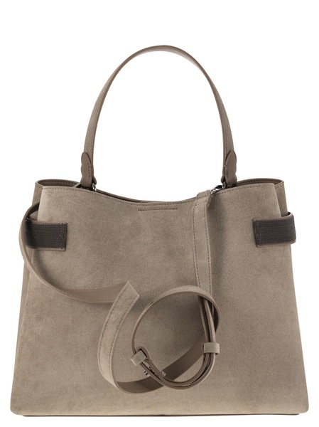 Brunello Cucinelli Suede Bag With Precious Bands