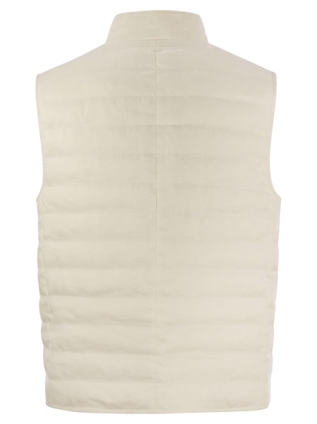 Brunello Cucinelli Linen Sleeveless Down Jacket