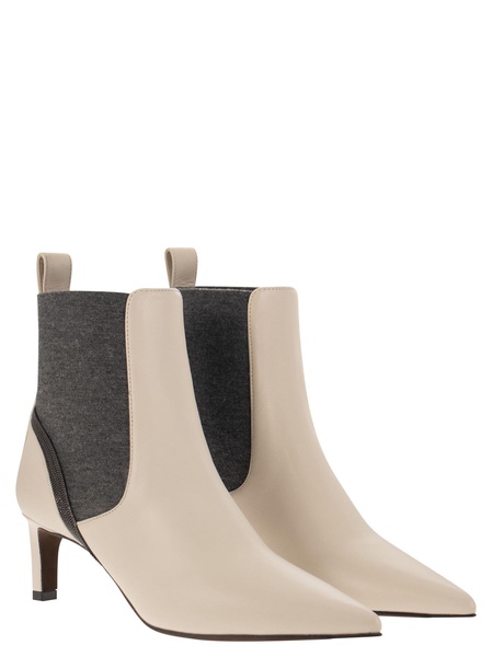 BRUNELLO CUCINELLI Refined and Luxurious Leather Heeled Ankle Boots for Women