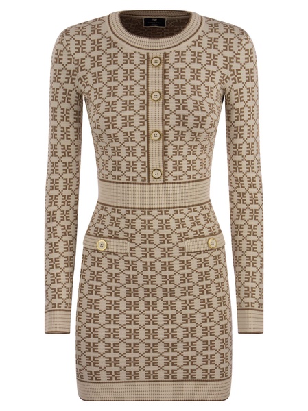 Elisabetta Franchi Jacquard Logo Knit Minidress