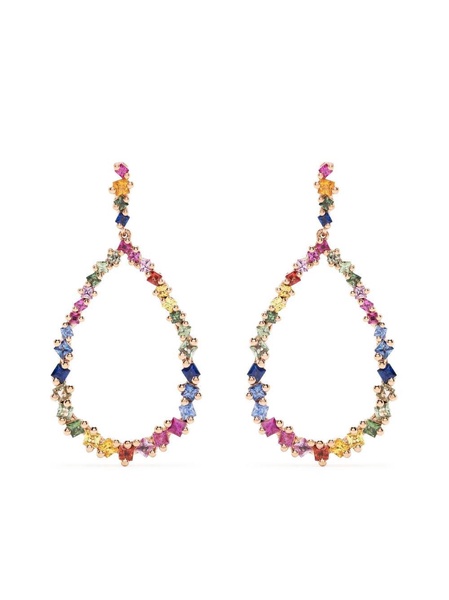 18kt rose gold Princess Rainbow sapphire pear drop earrings