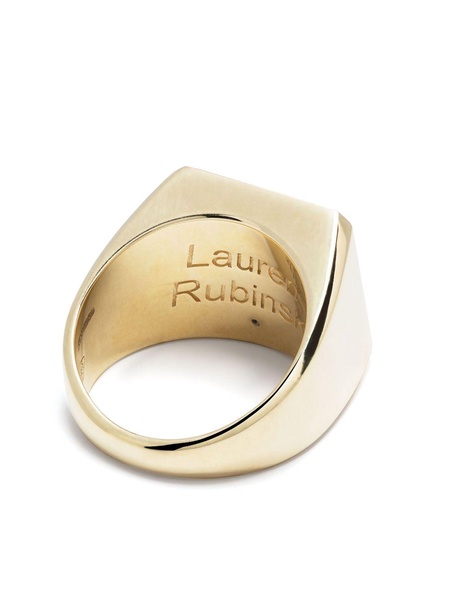 9K White Gold Engraved Logo Ring