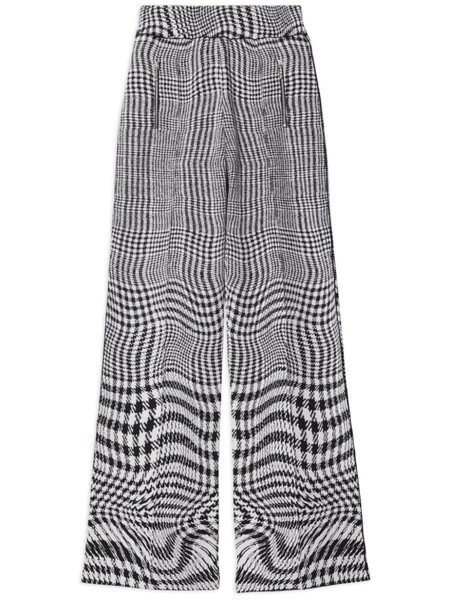 warped houndstooth jacquard wool-blend trousers