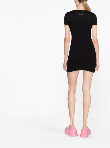 Black logo-embroidered T-shirt dress