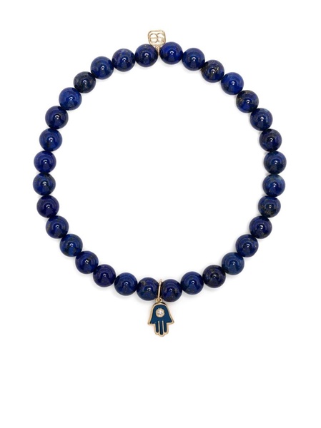 14K yellow gold Hamsa lapis lazuli and diamond bracelet