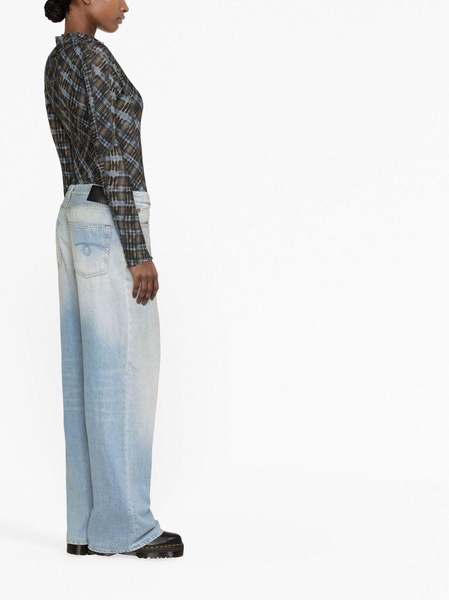 Blue Damon Pleated Wide-Leg Trousers