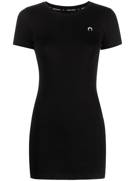 Black logo-embroidered T-shirt dress