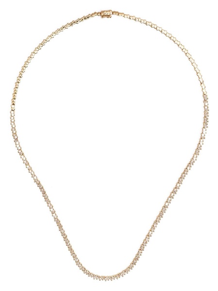 18kt yellow gold Princess diamond mini tennis necklace