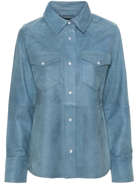 Blue Western leather shirt jacket