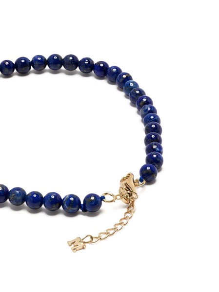 14K yellow gold lapis beaded bracelet