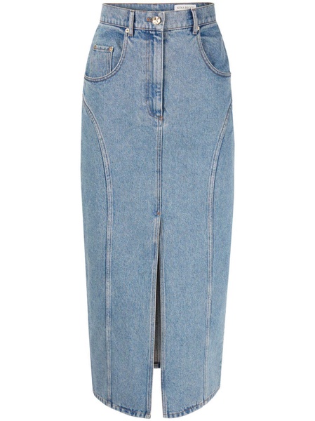 denim midi skirt