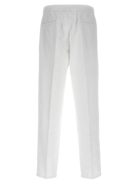 Brunello Cucinelli Leisure Fit Cotton Gabardine Trousers With Drawstring And Double Darts