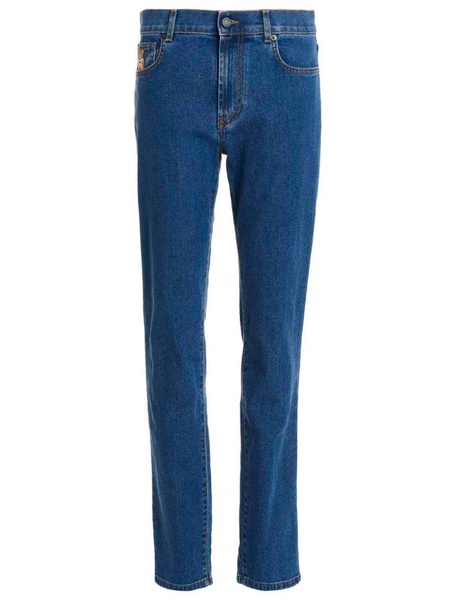 Moschino Teddy Embroidered Straight Leg Jeans