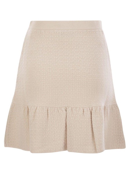 Elisabetta Franchi Bouclé Wool Miniskirt With Technical Sail Cloth Pockets