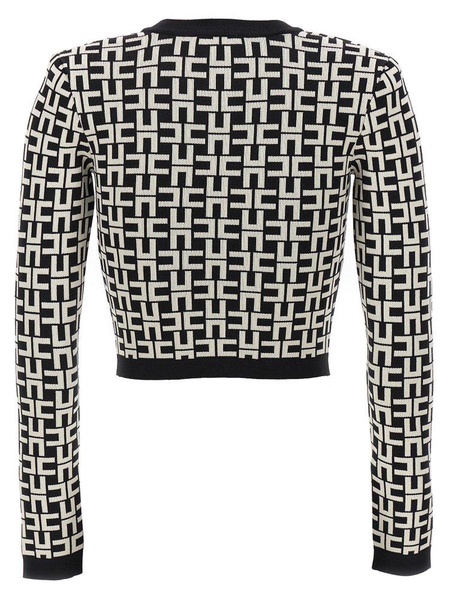 Elisabetta Franchi Monogram-Jacquard Zipped Cardigan