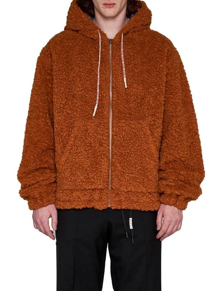 Marni Zip-Up Drastring Faux-Fur Jacket