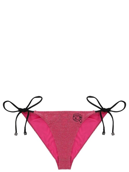 Karl Lagerfeld Logo-Embroidered Glitter Embellished Bikini Bottoms