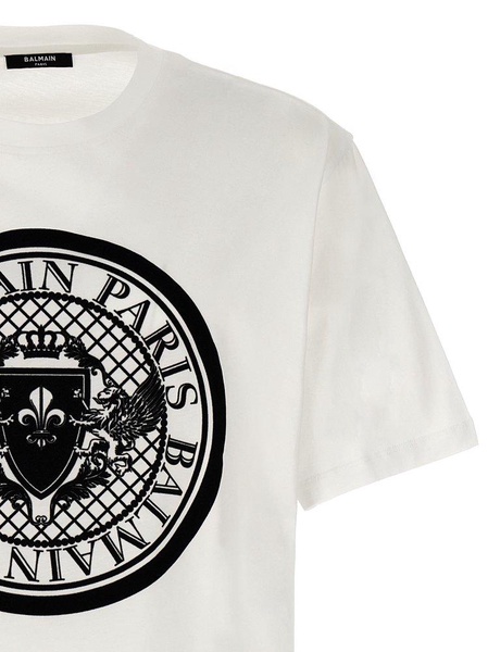 Balmain Flocked Coin Crewneck T-Shirt