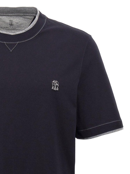 Brunello Cucinelli Logo Embroidered Layered T-Shirt