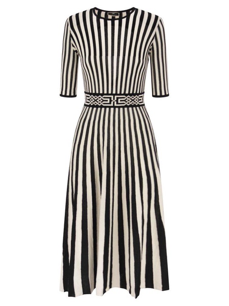 Elisabetta Franchi Stripe Detailed Open Back Midi Dress